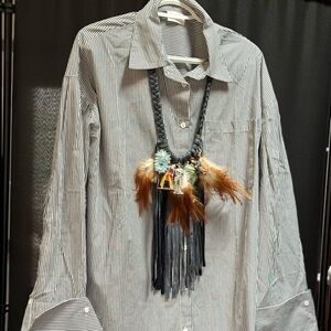 Artisan Feather and Star Pendant Necklace